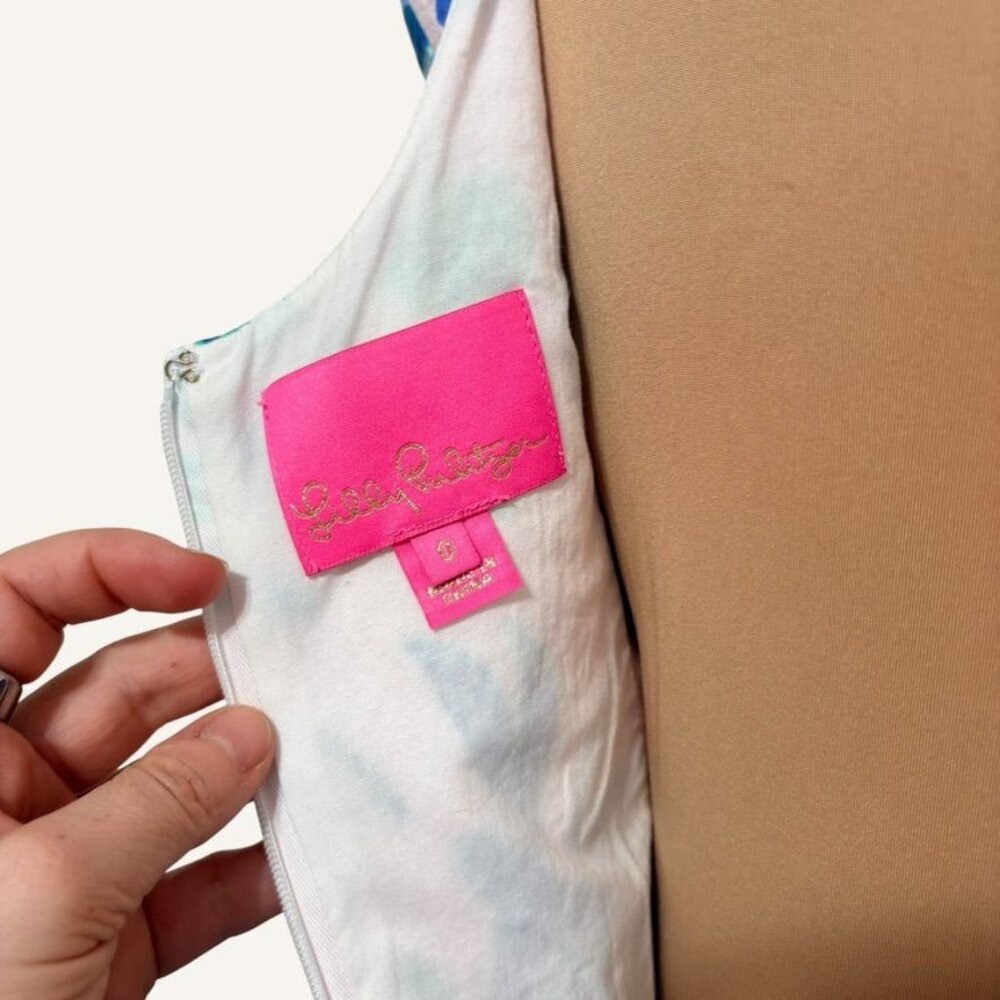 Lilly Pulitzer Pique Mila Shift Dress 0 Lilac Blue Multi Floral Resortwear EUC - Picture 3 of 7